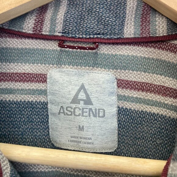 Ascend Mens Flannel Long Sleeve Button Up Shirt Medium M Pocket Textured Stripes - Picture 4 of 11